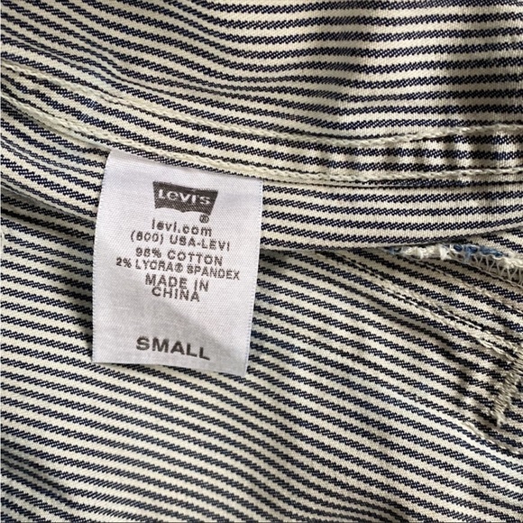 VTG Y2K Levis Pinstripe Train Conductor Jean Denim Jacket - Picture 9 of 13